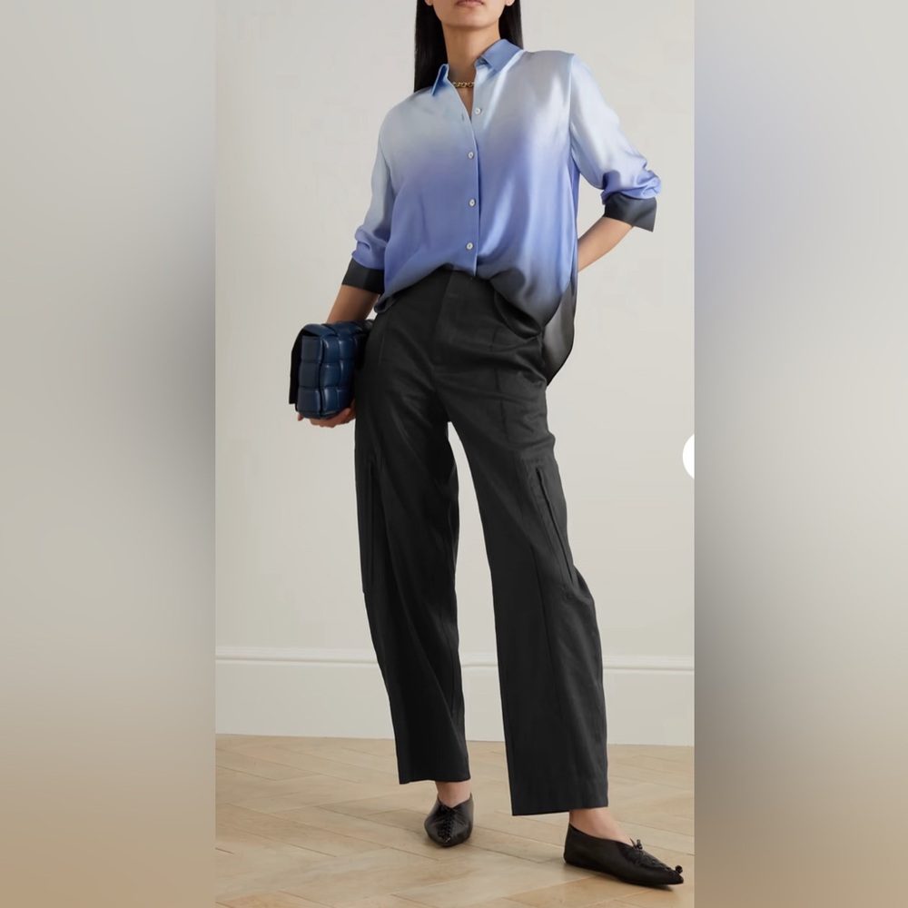 VINCE - Pleated linen-blend straight-leg cargo pants